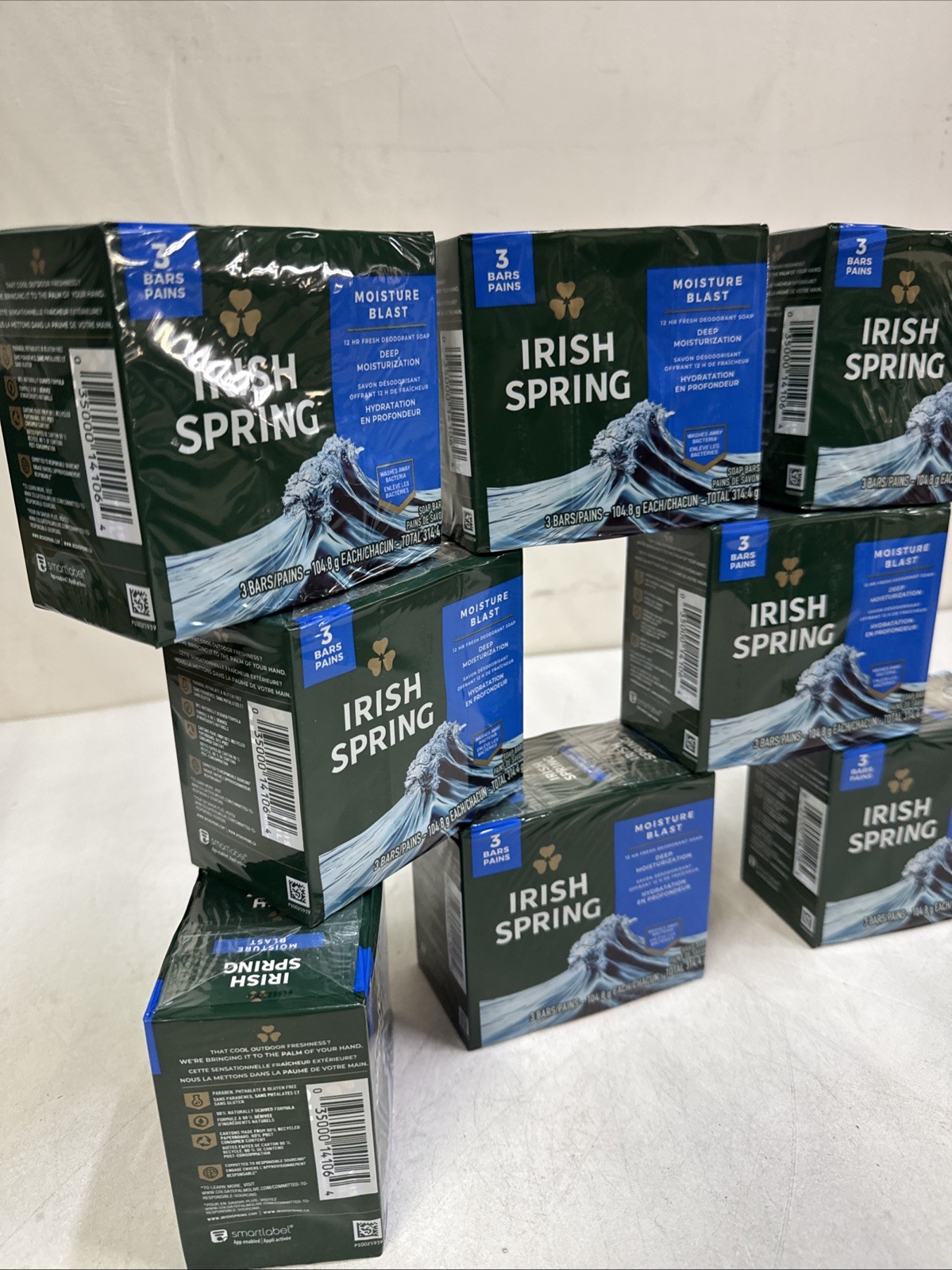 Irish Spring Deodorant Bar Soap Moisture Blast Lot of 8 Pks 3.7 oz 24 Bars Total