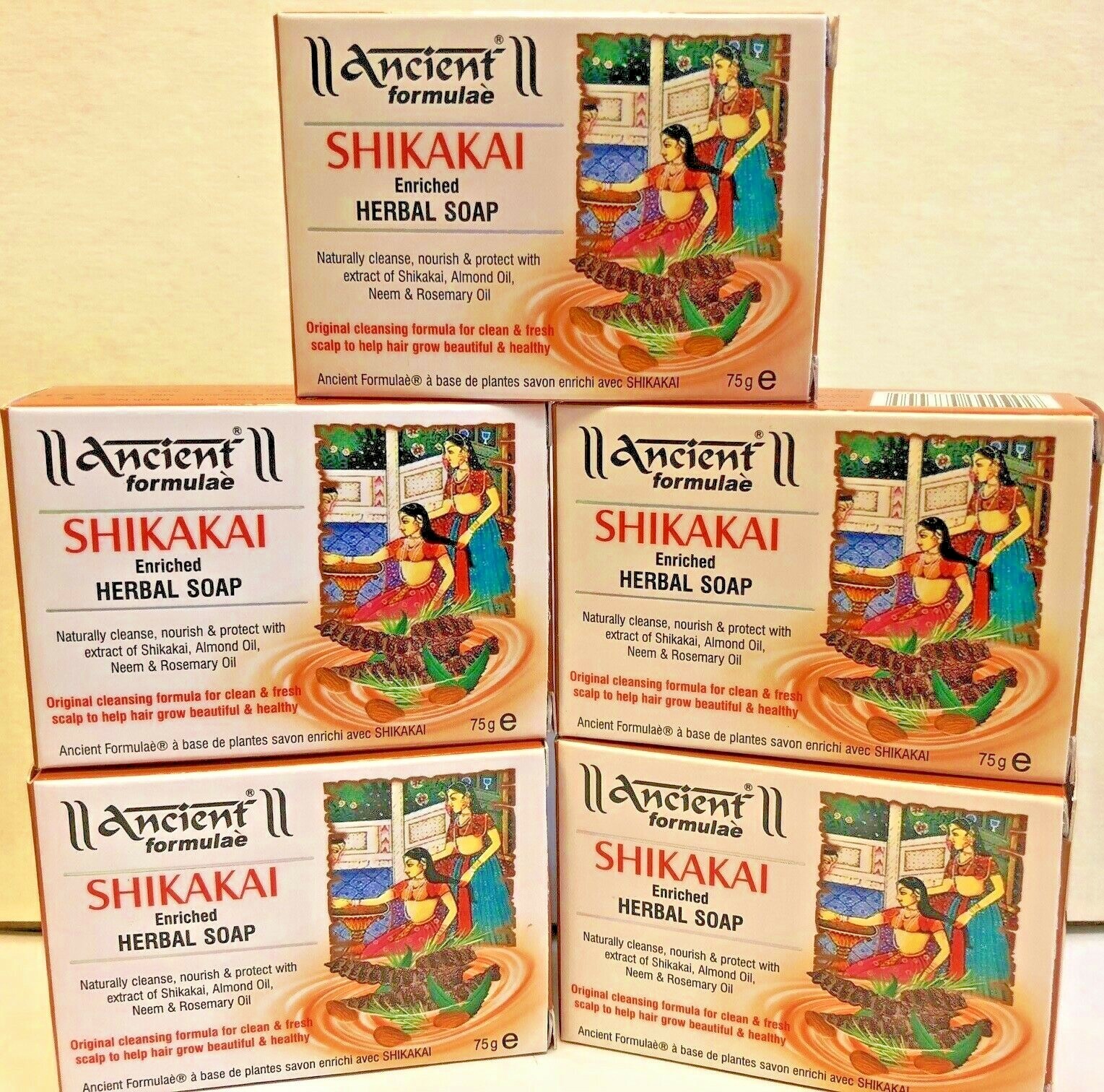 Hesh Shikakai Soap Bar 75gX 3 Pack- Ancient Formula- New Herbal Pack US Seller