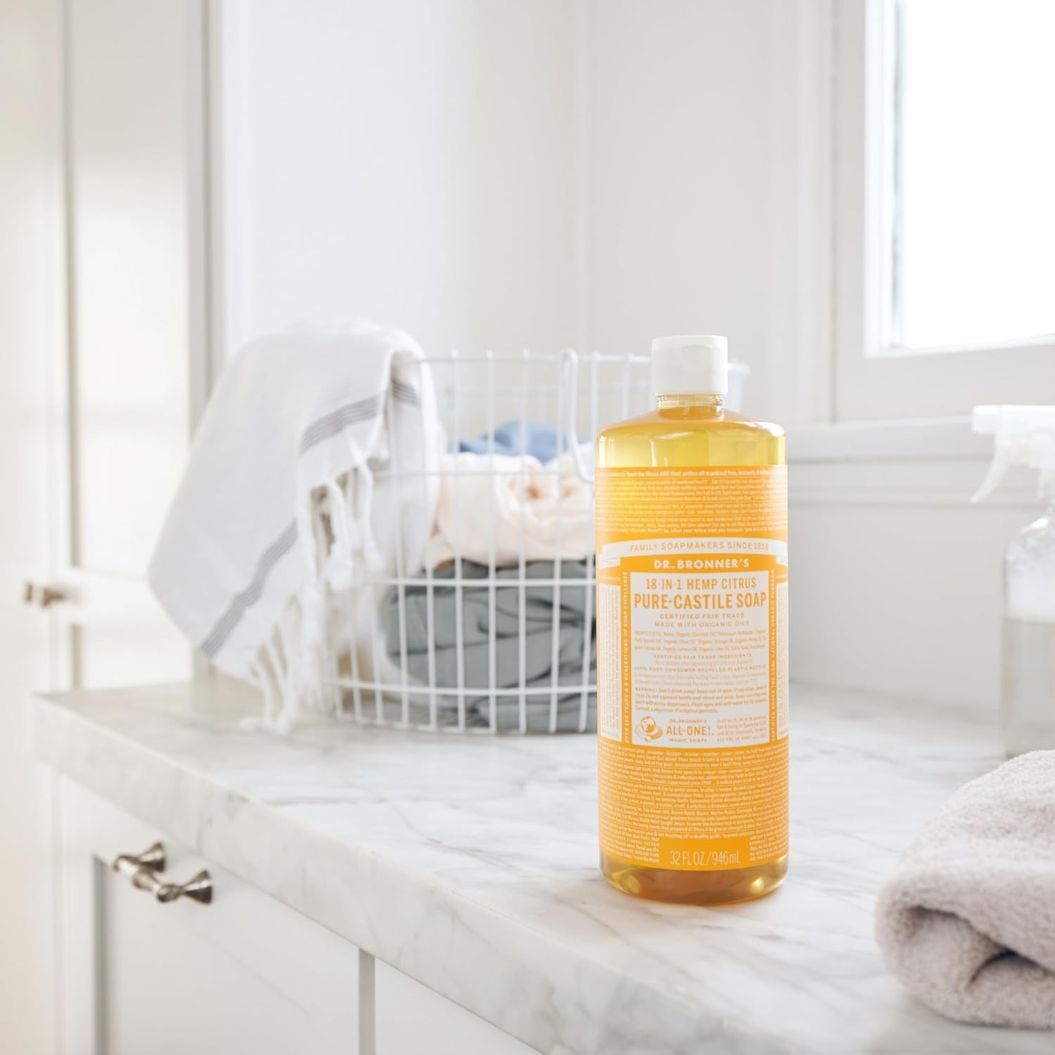 Eco-Friendly 32oz Pure-Castile Citrus Soap – Concentrated 18-in-1 Cleaner
