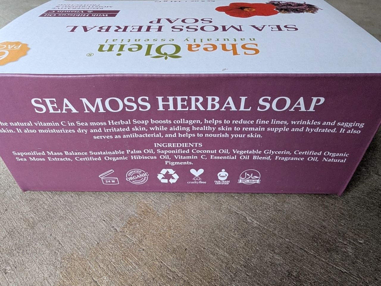 Shea Olein Sea Moss Herbal Soap 6 Pack Hibiscus Oil Vitamin C SA