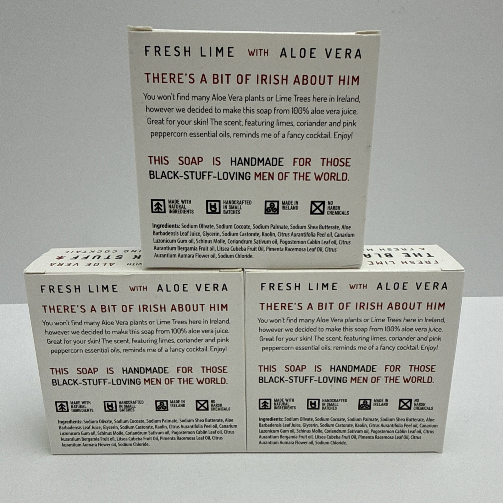 The Black Stuff Irish Soap Bar (Full Size) – Fresh Lime & Aloe – 3 Bars