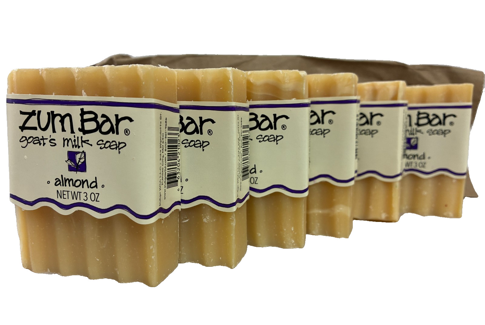 6-PACK Zum Bar Goat’s Milk Soap almond Bars 3 Oz Each saponified 100%