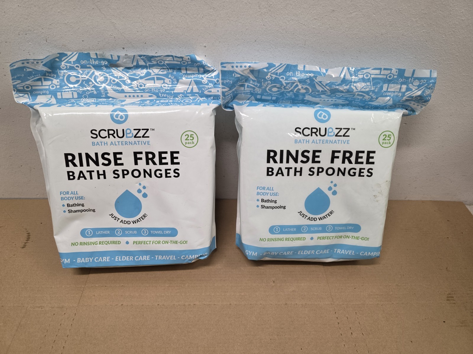 Scrubzz Disposable No Rinse Bathing Wipes – 25 Pack – All-In-1 Single Use Shower