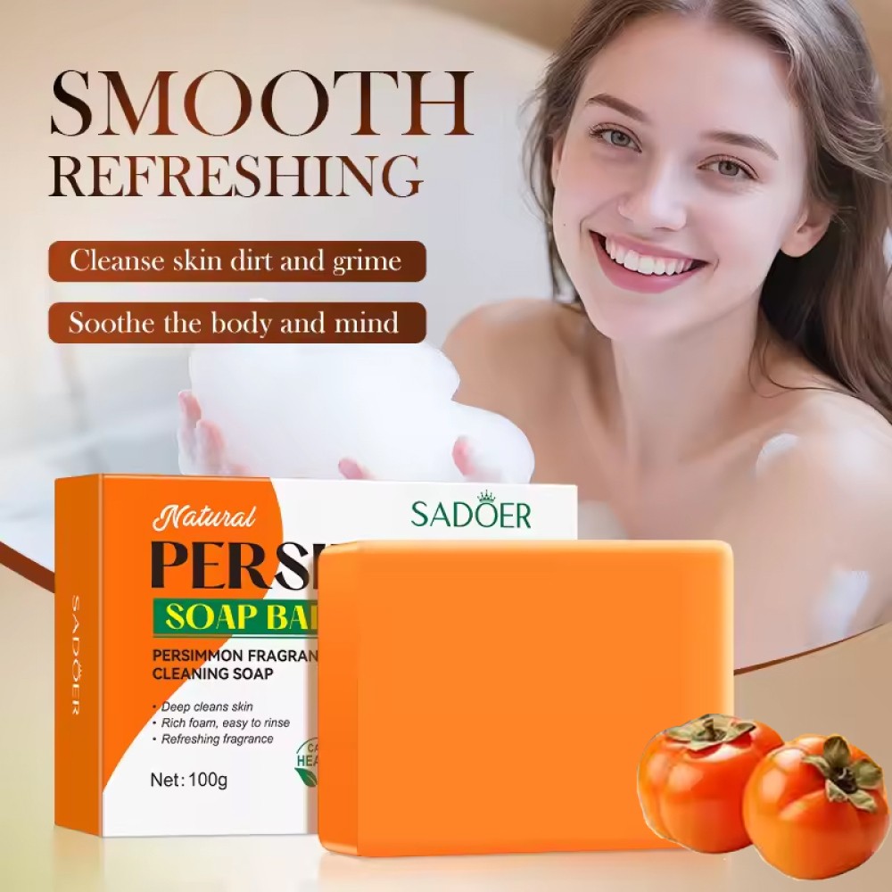 2PCS Natural Persimmon Soap Bar Body Odor Control Deodorant Soap for Men & Women