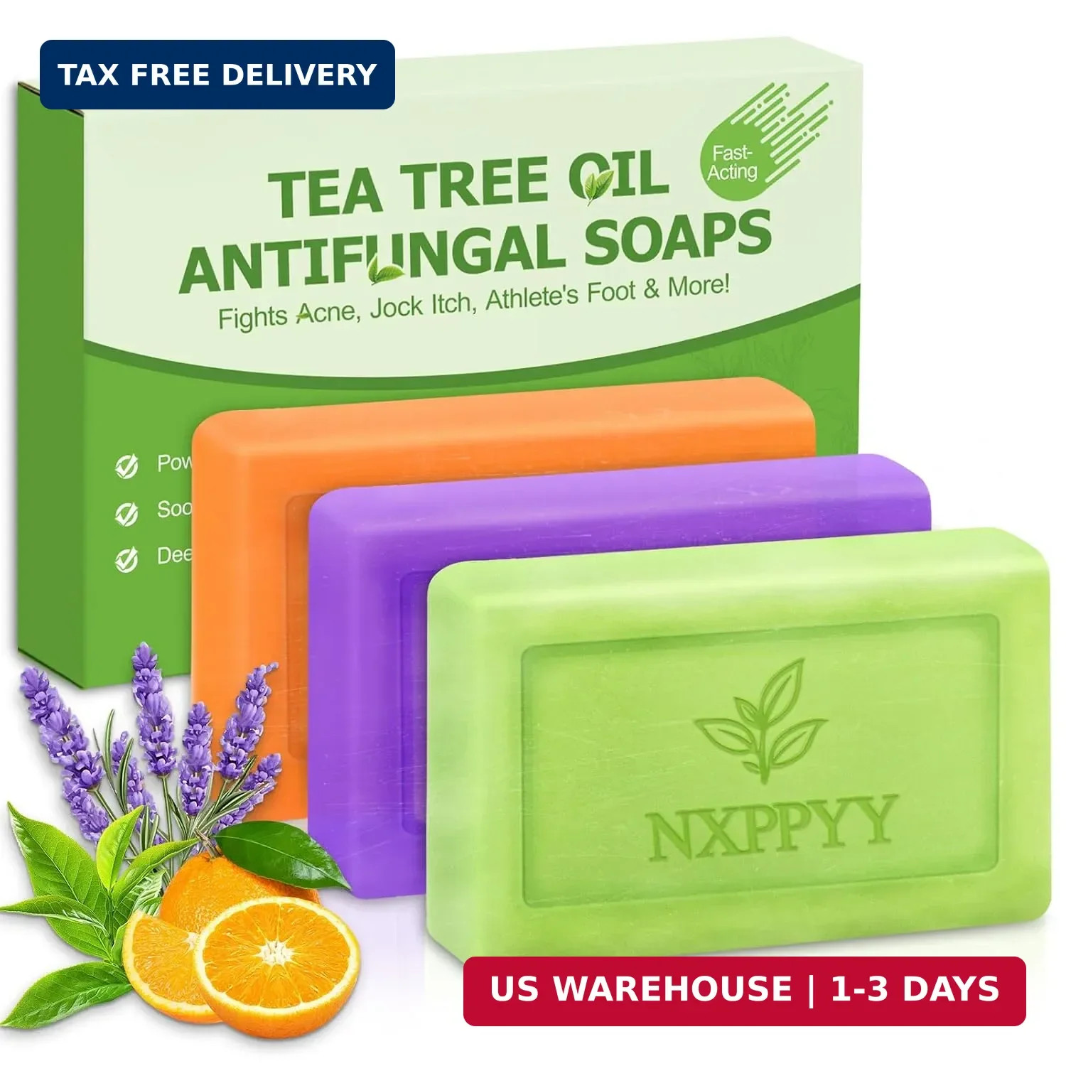 Antifungal Soap-Antibacterial Soap Bar with Tea Tree Oil- Body & Face Wash for A