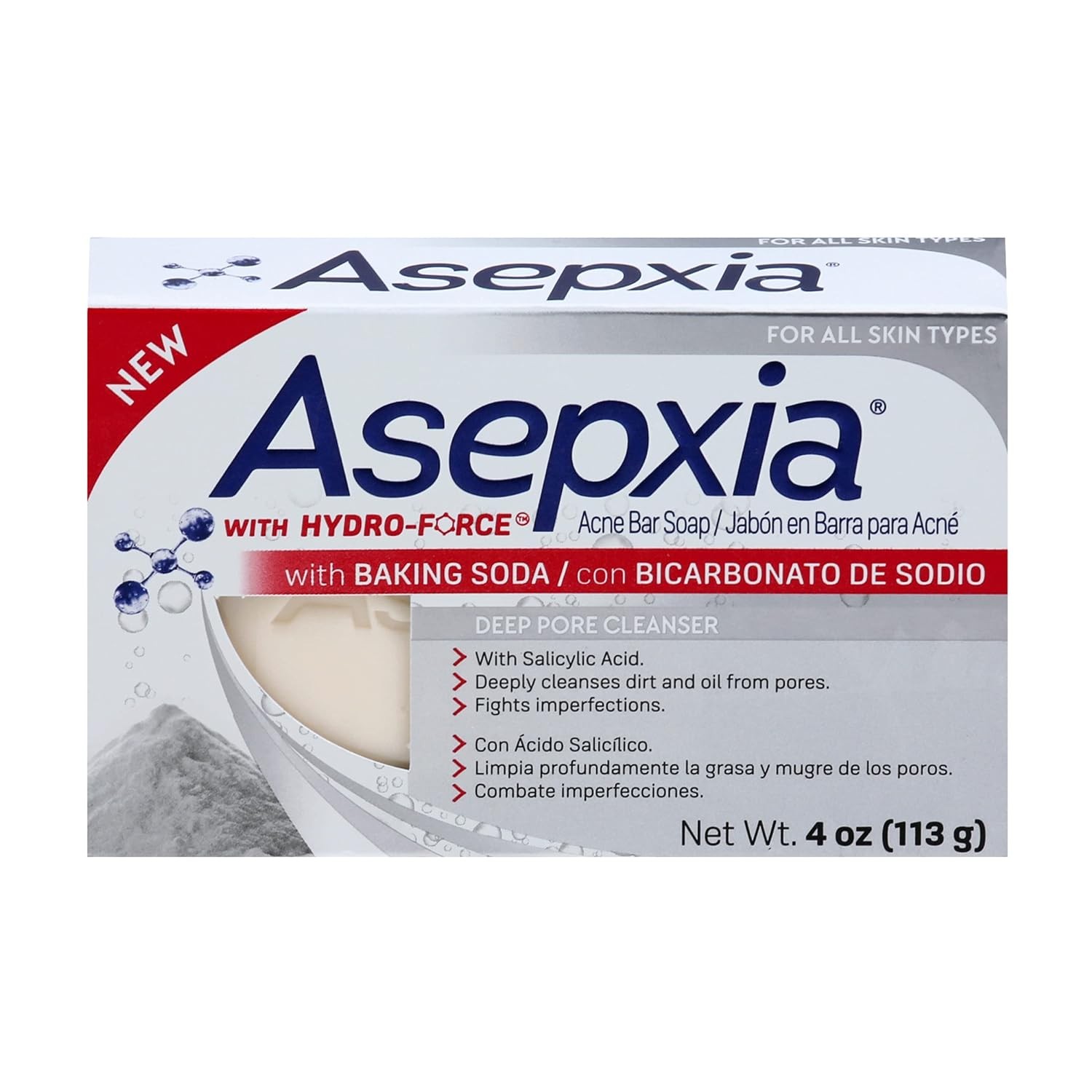 Asepxia w/ Baking Soda Acne Bar Soap Deep Pore Cleanser, 4oz (113g)