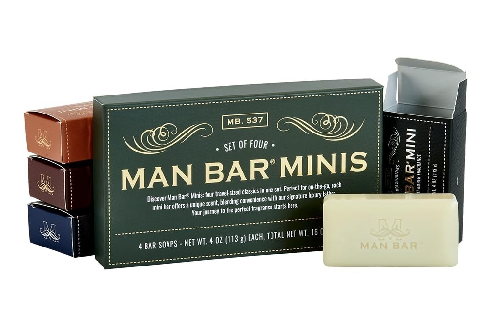 San Francisco Soap Co Man Bar Minis 4Piece Gift Set-No Harmful Chemicals-Good fo