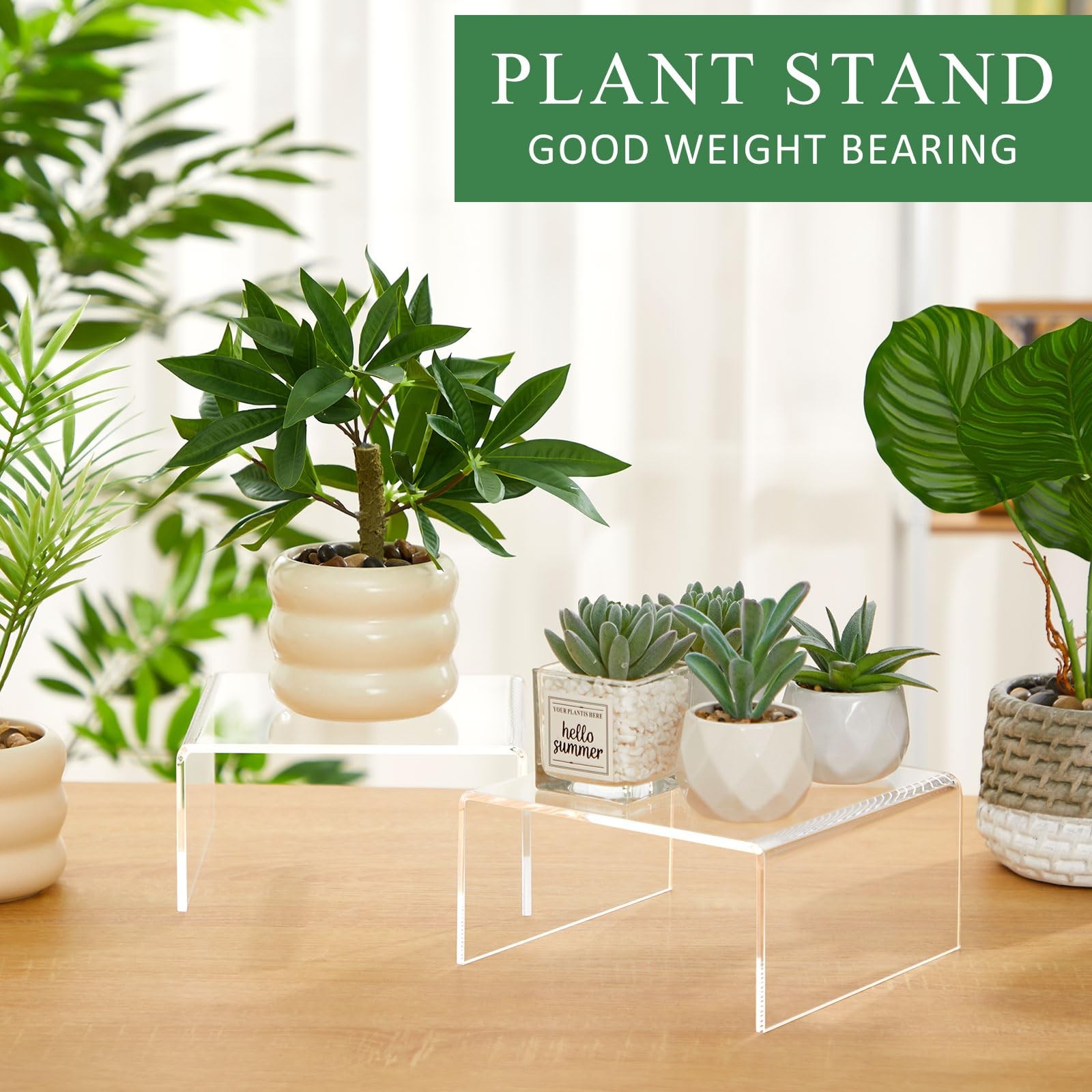 RattanView 2 Pcs 7 x 7 Inch Large Acrylic Risers Display Stands 5 mm Thick Acryl