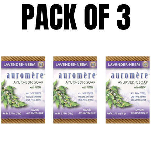 Ayurvedic Bar Soap with Neem – Lavender-Neem – 2.75 oz (Pack of 3)