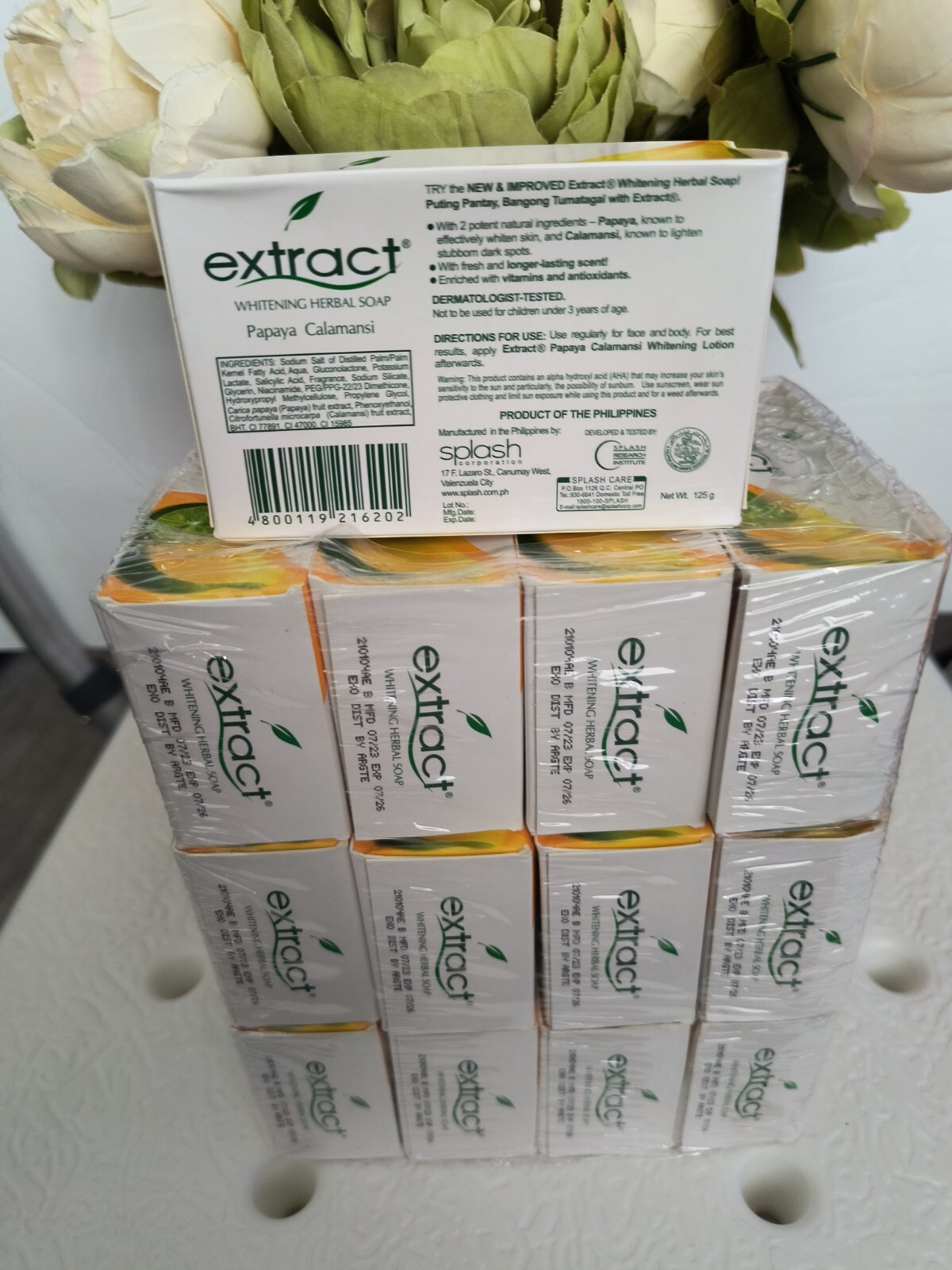 12 pcs Extract Papaya Original Whitening Herbal Soap 12 x 125g
