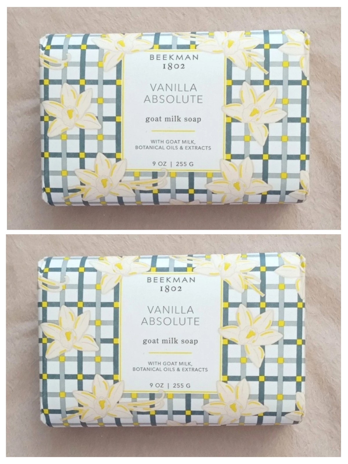 Beekman 1802 Goat Milk Bar Soap Set of 2 VANILLA ABSOLUTE Jumbo 9 oz each Sealed