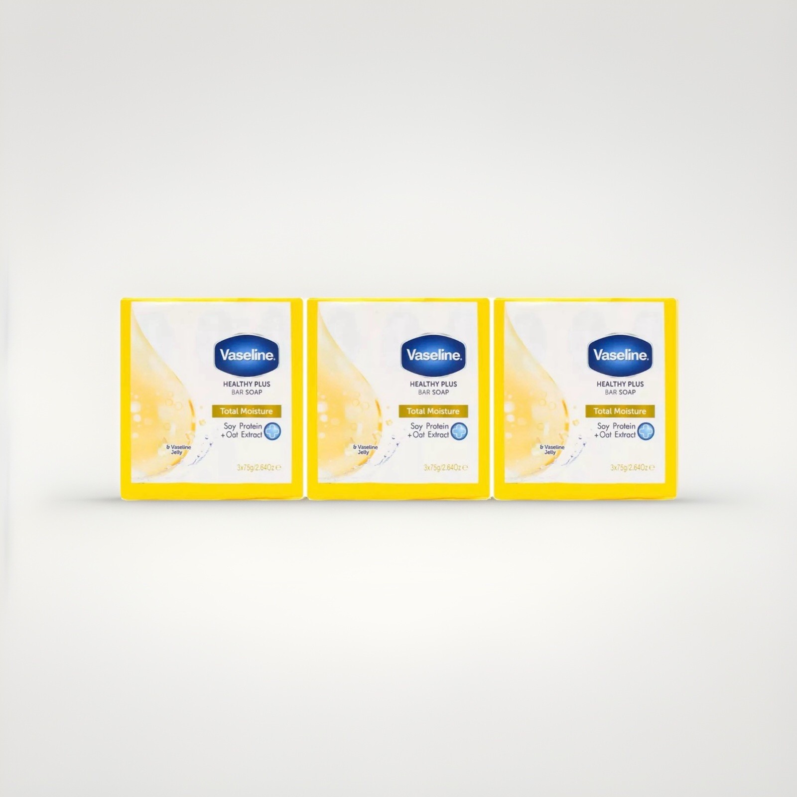 Vaseline Healthy Plus Soap Total Moisture Soy + Oat Extract (3x75g) (Pack of 3)