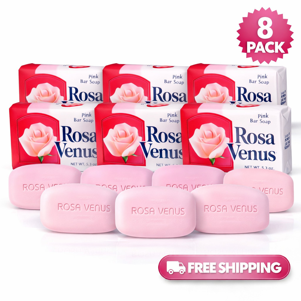Rosa Venus Pink Bar Soap 3.5 oz Floral Scent Bath Soap – 8 Pack