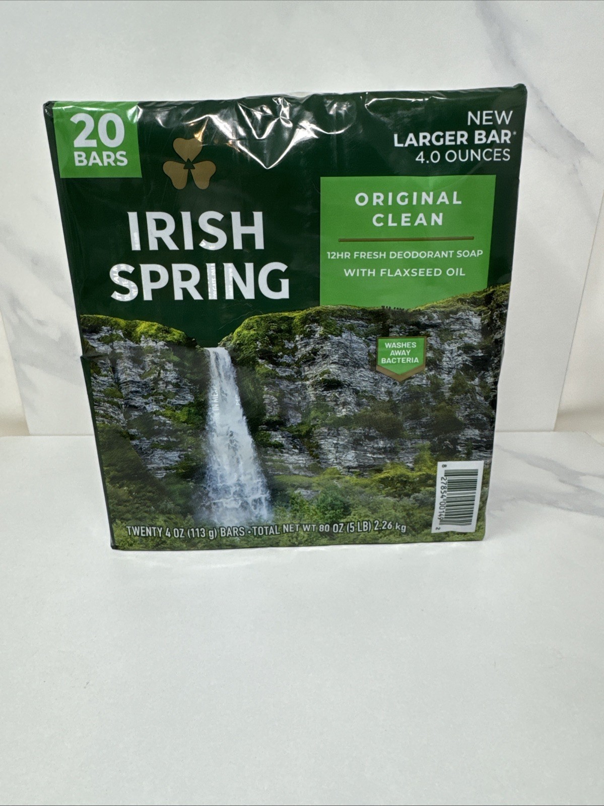 Irish Spring Bar Soap Original Clean 4 oz 20 count Deodorant Soap With Flaxseed
