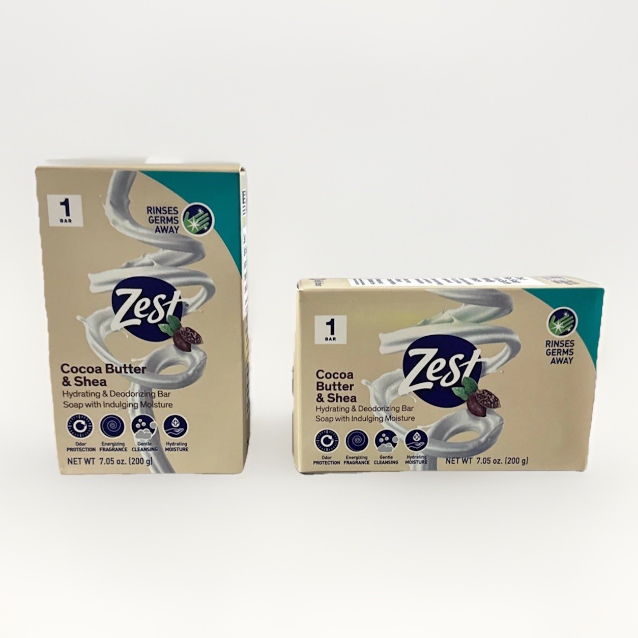 Zest Cocoa Butter & Shea Hydrating & Deodorizing Lg. Bar Soap, 2PK. 7.05oz Each