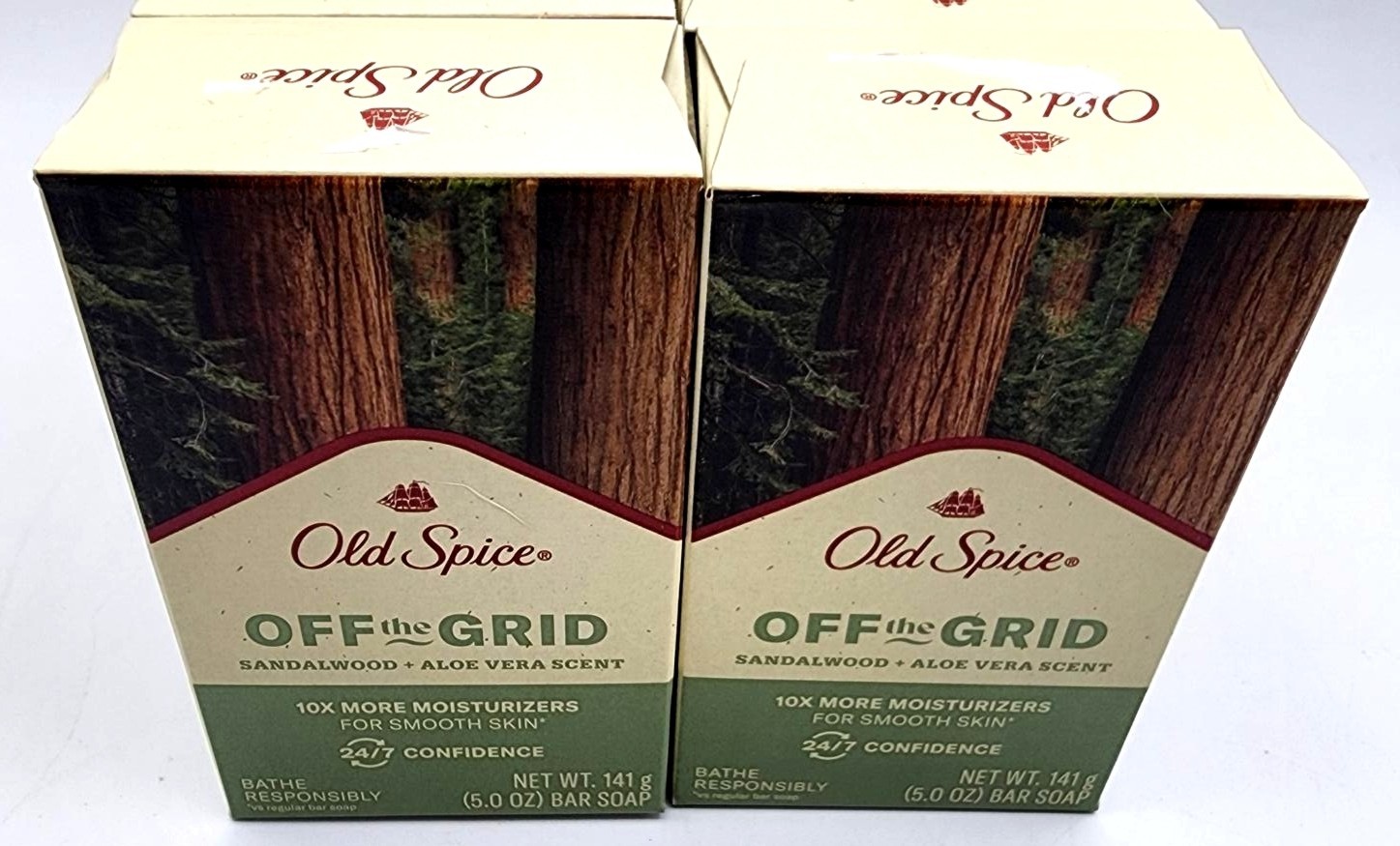 2 Bars Old Spice OFF THE GRID Moisturize Exfoliating Sandalwood Aloe Vera Soap