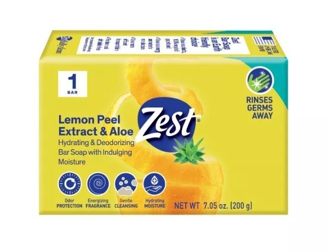 🆕️ ZEST 7.05 Oz BAR ●LEMON PEEL EXTRACT & ALOE● Hydrating & Deodorizing Soap🫧.
