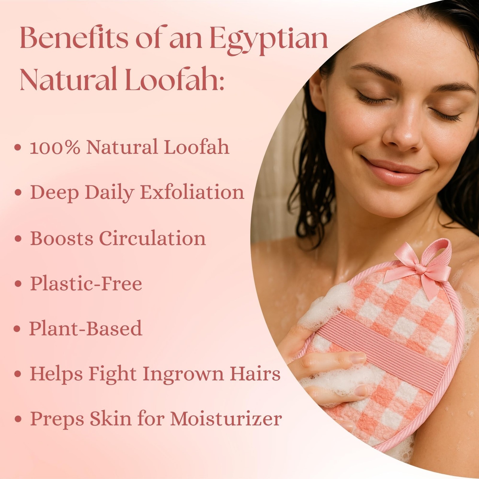 SERRENTO Loofah Women Body Scrub – Luffa Bath Pads, Pink & Beige, 2 Count