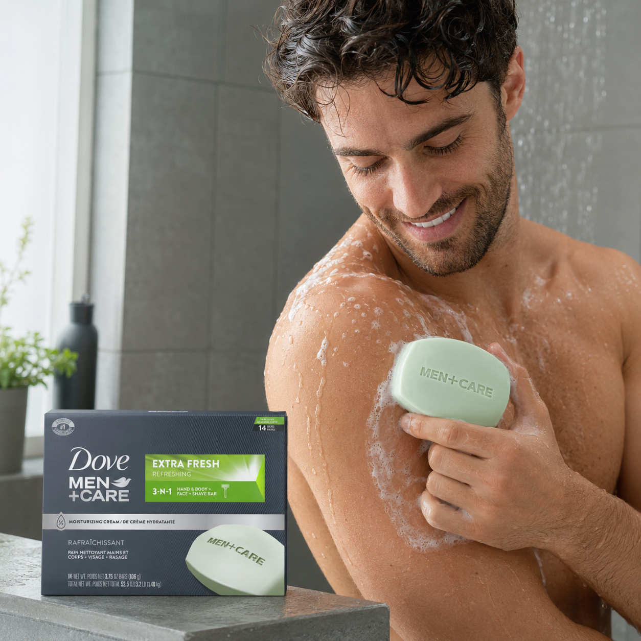 Dove Men+Care Extra Fresh 3-in-1 Body Face Shave Bar Soap 14 Pack 3.75 oz