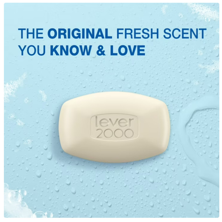Lever 2000 Perfectly Cool Bar Soap, Original Refreshing for Dry Skin – Pack of 8