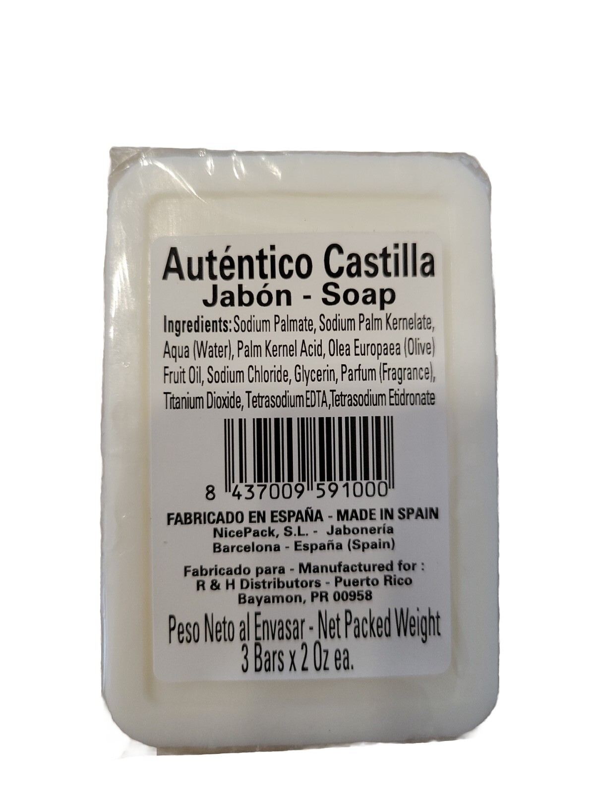 Original Jabon Castilla Castile Vegetal Oil Soap Bars Made in Spain 6 Bars-2 0z.