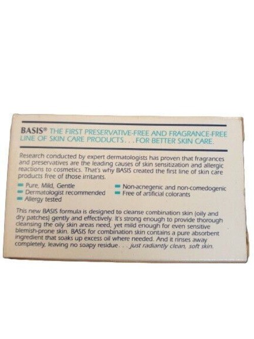 Basis Combination Skin Soap 3 Oz Preservative & Fragrance Free New Vintage 1994