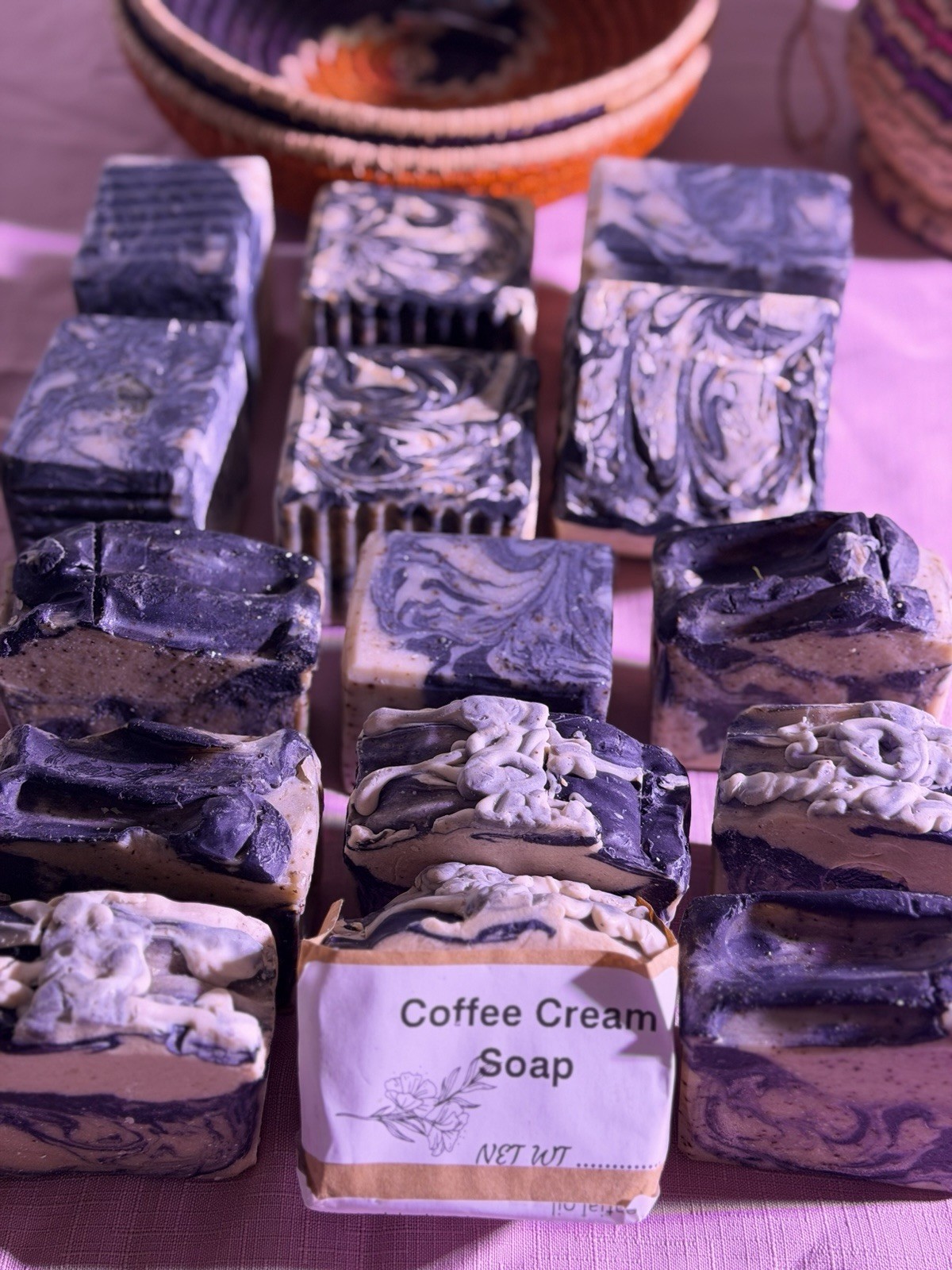 Homemade Coffee Scent Marbled Rectangular Body Bar Soap Unisex All Natural