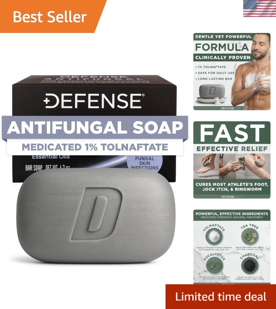 Defense Antifungal Bar Soap – 4.2 oz Treatment for Tough Fungal Infections