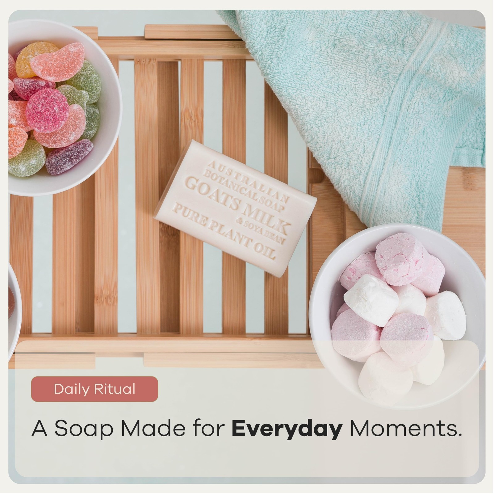 Goat Milk Soap Bars – Triple Milled Cleansing Soap with Shea Butter & Soya Oil,