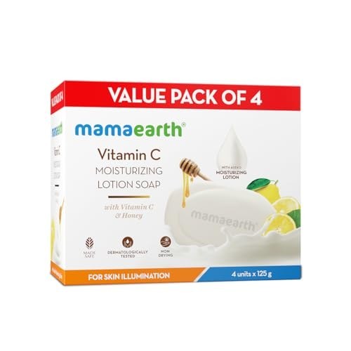 Mamaearth Vitamin C Soap Pack 4 125g Moisturizing Bright Skin Bathing Bars Free