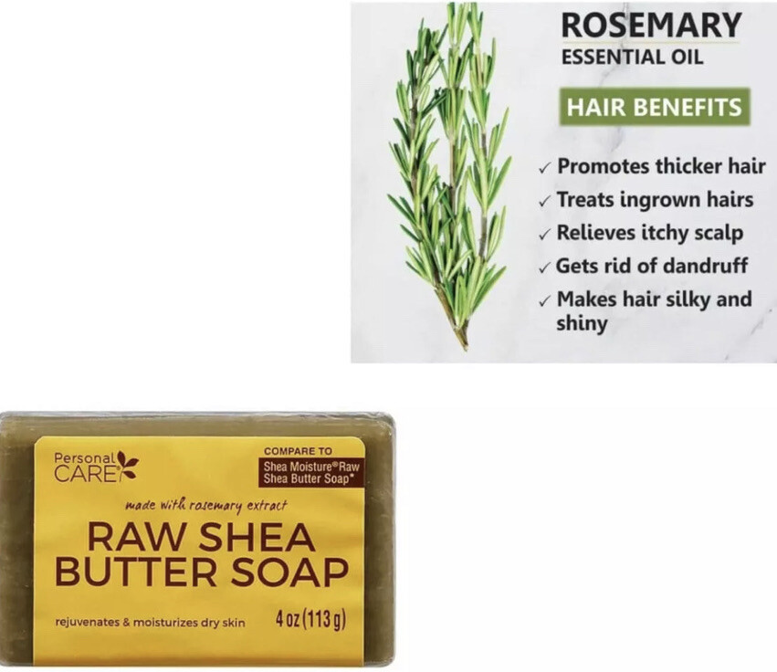 SHIP N 24HR-Raw Shea Butter and Rosemary Bar Soap for Dry Skin and Blemishes-NEW