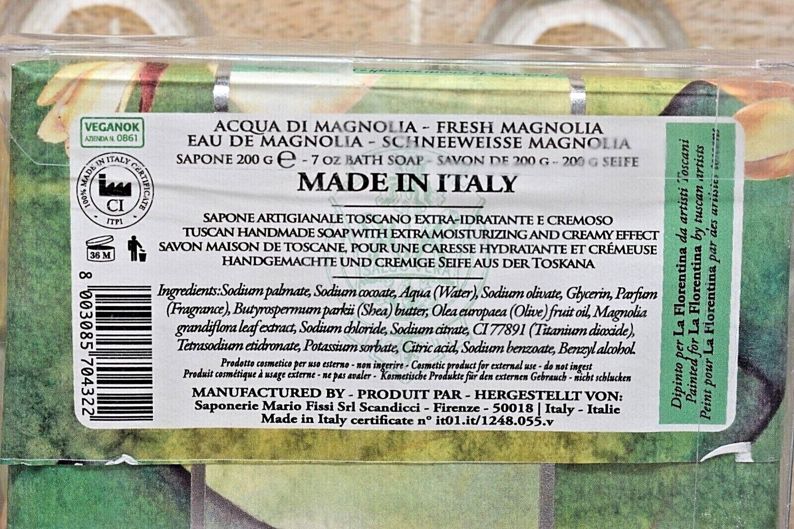 LA FLORENTINA Set of 2 Hand Soap Bars Fresh Magnolia & Boboli Citrus