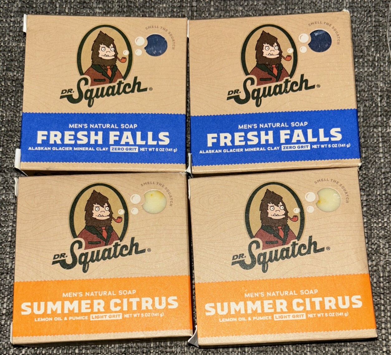 (4) Dr Squatch Summer Citrus Soap & Fresh Falls Mens- 5oz