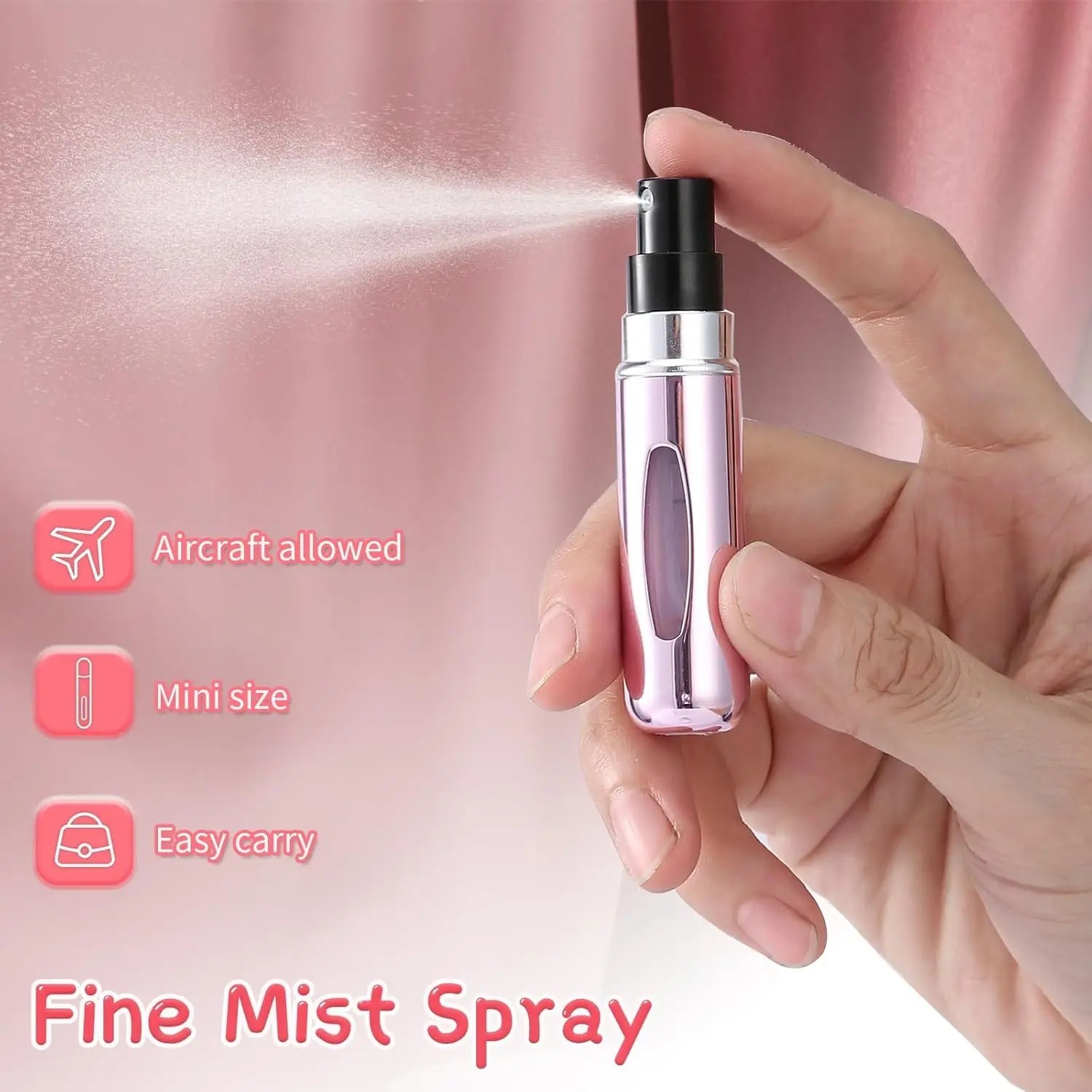 5 Pcs Refillable Travel Portable Perfume Atomizer Bottle Spray Pump Case 5/8 ML
