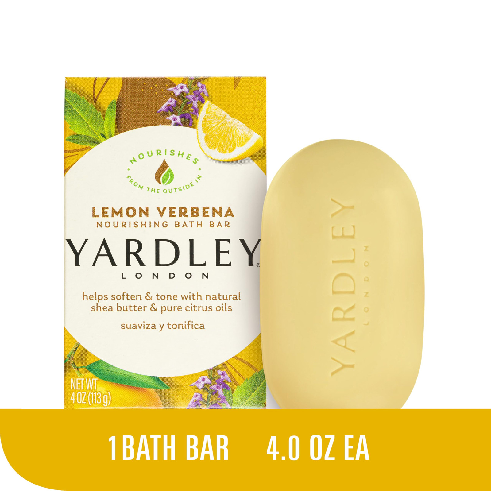 Yardley London Lemon Verbena Moisturizing Soap Bar with Shea Butter 4.25 oz