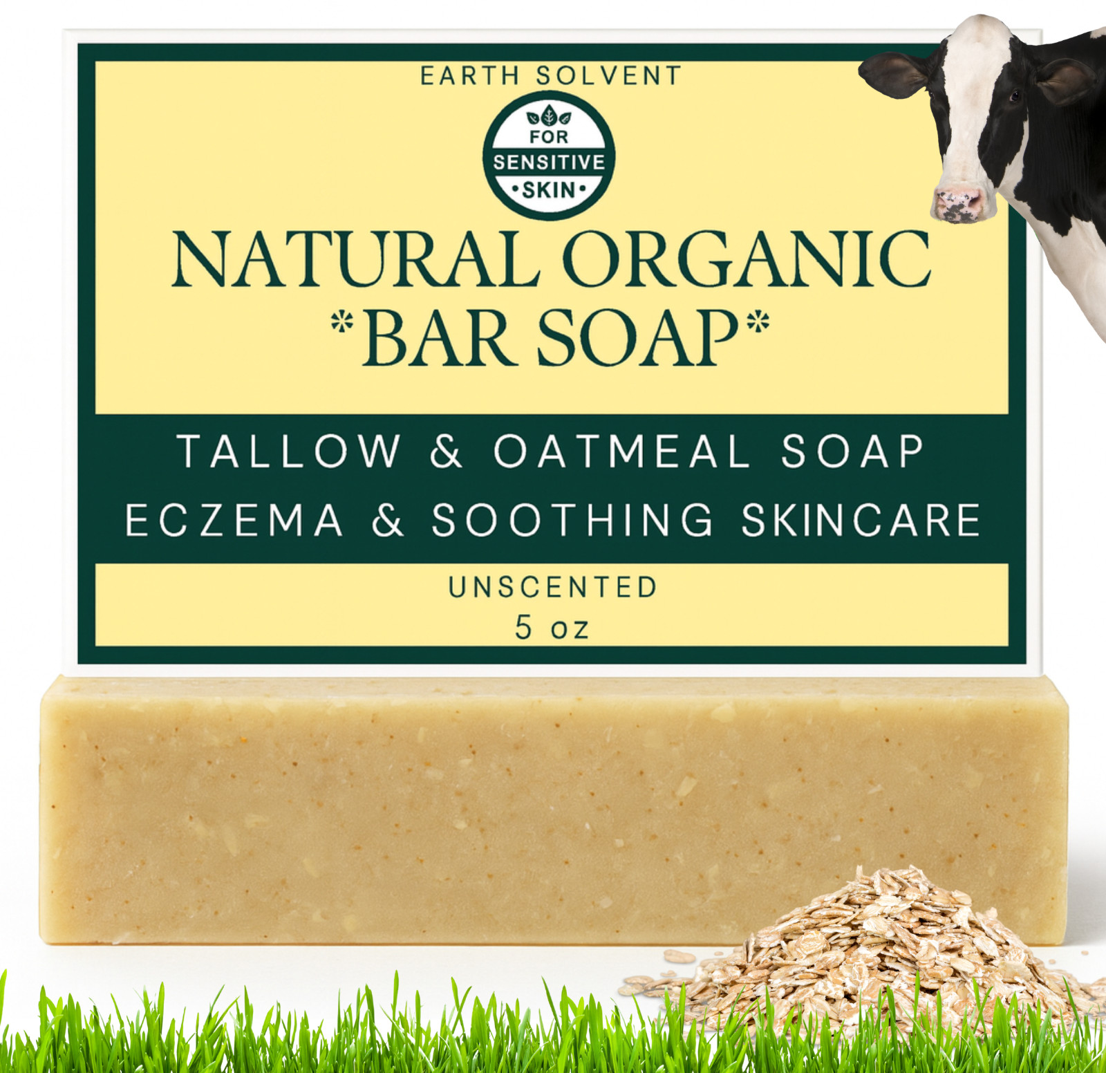BUY 2 & Get 1 FREE Natural Organic Bar Soap For Sensitive Skin 5oz UNSCENTED