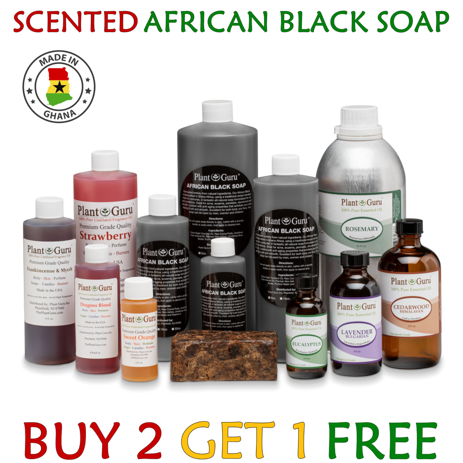 16 oz. SCENTED African Black Soap Liquid Raw 100% Pure Organic Body Face Wash
