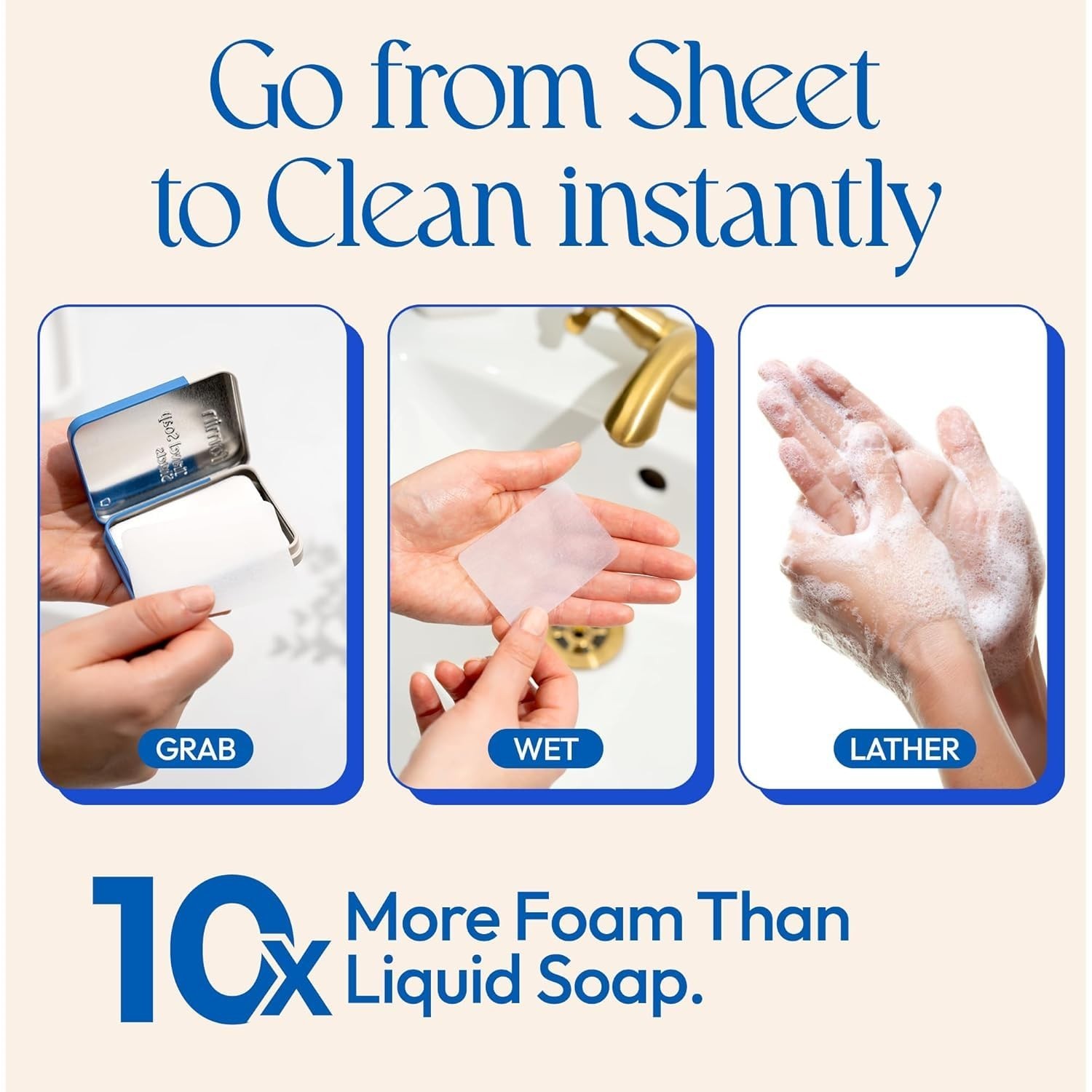 Portable Hand Soap Sheets – 300 Unscented Travel Soap Sheets in Tin – Dissolvabl