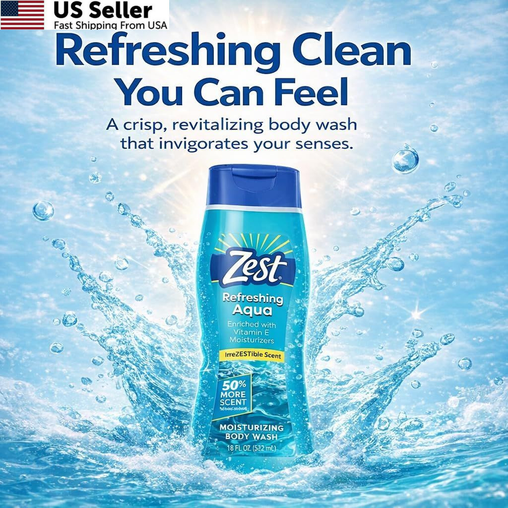 Zest Hydrating Body Wash – Aqua – 18 Fl Oz (Pack of 1), Cranberry