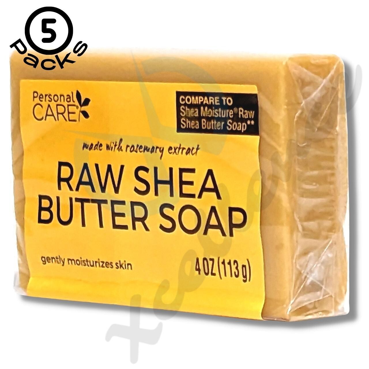 Raw Shea Butter Bar Soap by Personal Care, Gently Moisturizes Skin, 5 Packs