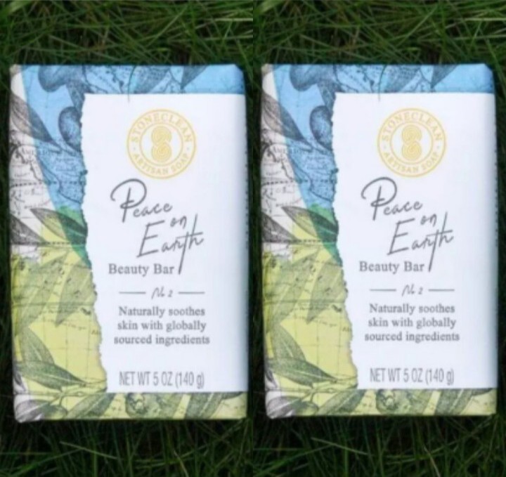NEW! STONECLEAN Artisan (2-PACK) 5 Oz. Bar ●PEACE ON EARTH● Organic Beauty Soap.