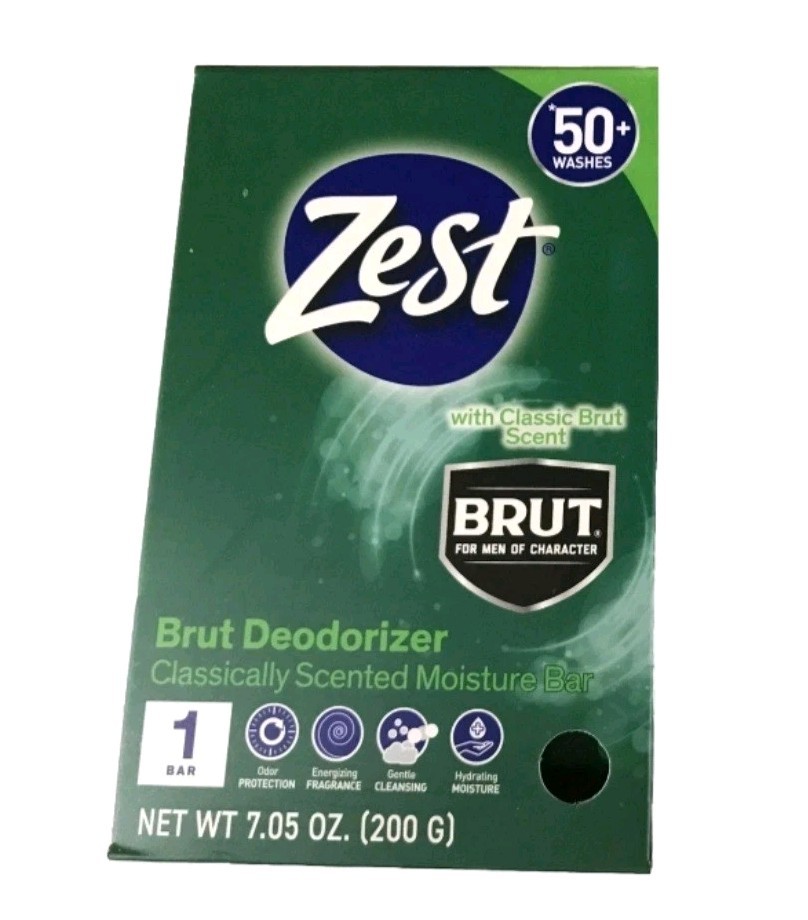 Ɣ ZEST (7.05 Oz.) 🟢🫧 ●BRUT● 🟢🫧 Classic Scented Deodorizier Moisture Bar 🫧.