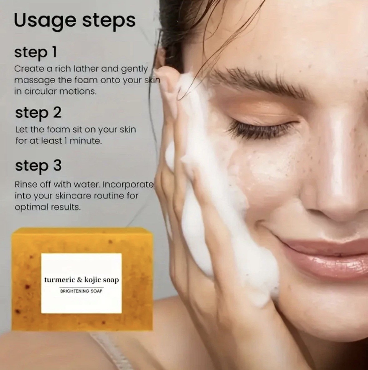 8 Pcs Tumeric Lemon Kojic Acid Soap Skin Whitening, Dark Spot Removal, 3.53oz