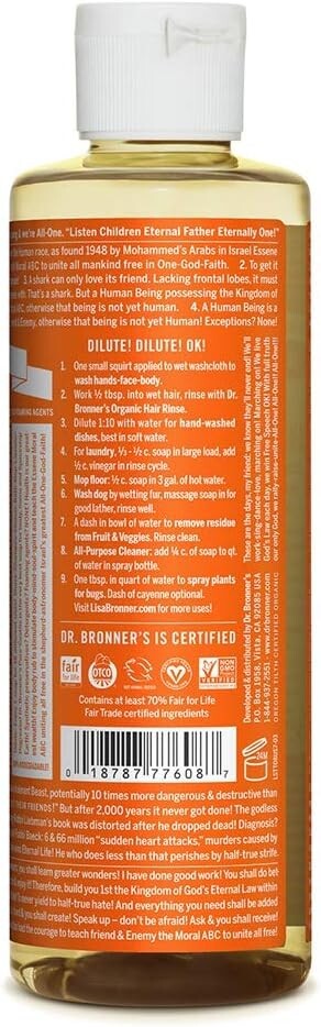 Dr. Bronner’s Organic 18 in 1 Hemp Tea Tree Pure-Castile Liquid Soap 8 fl oz