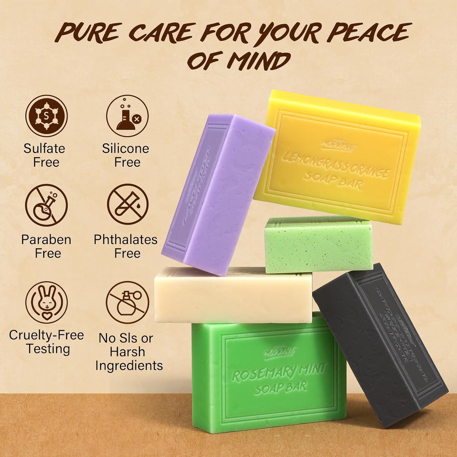 Natural Organic Bar Soap Set 6Pcs Plant Extracts Body Face Gift Men Women