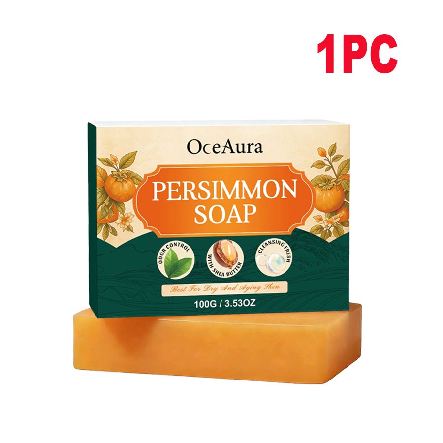 1-5PCS Persimmon Soap Bar Body Odor Control Deodorant Soap for Men&Women