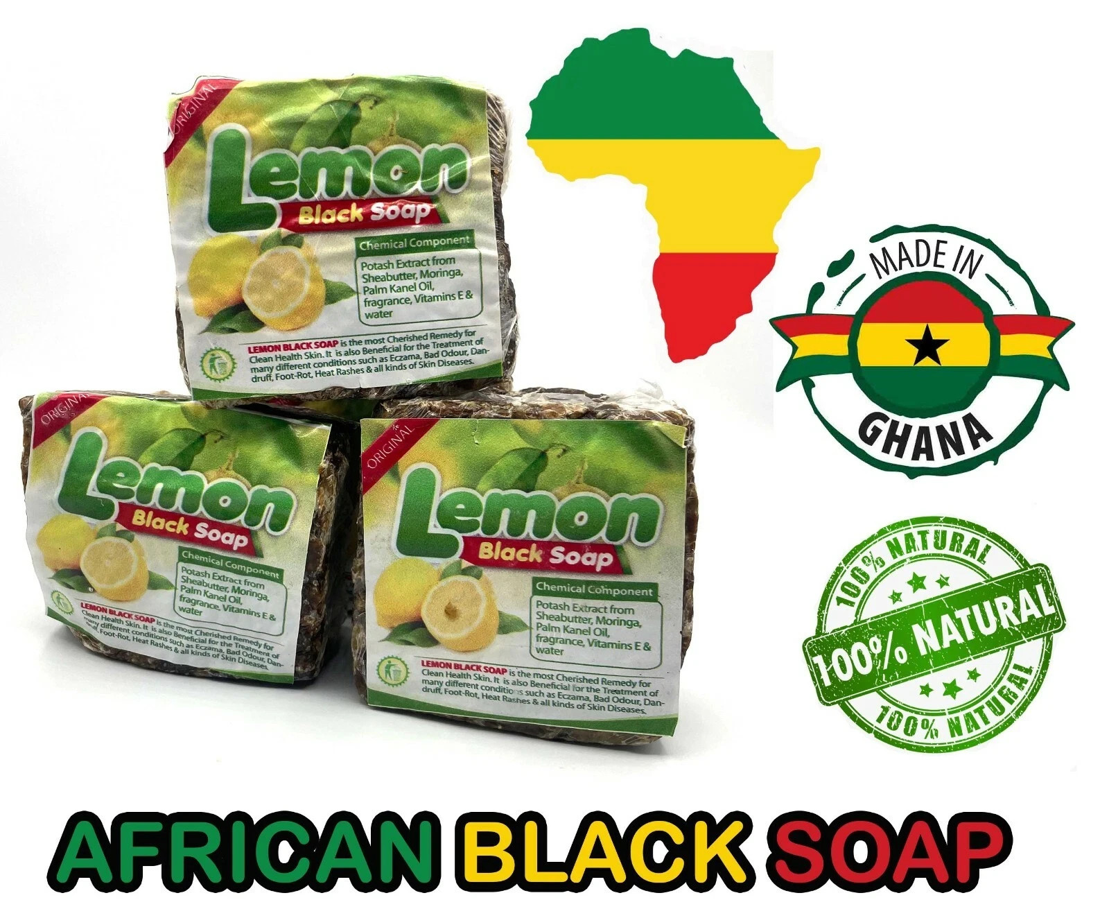 Raw African Black Soap Bulk Wholesale 100% Pure Natural Organic Unrefined Ghana