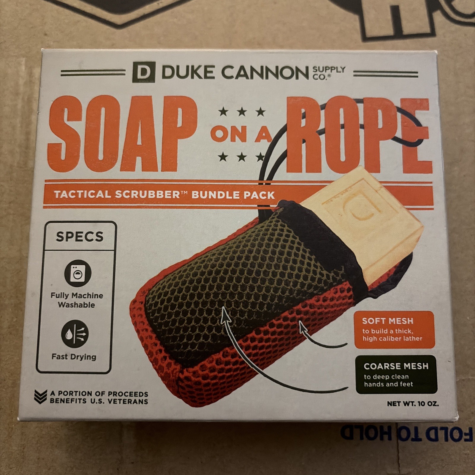 Duke Cannon Soap On a Rope Tactical Scrubber Pouch + Oak Barrel Bourbon Soap
