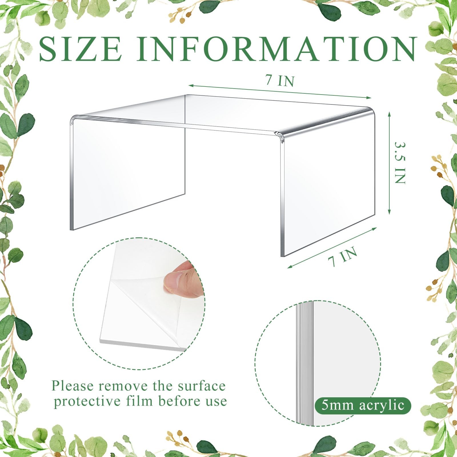 RattanView 2 Pcs 7 x 7 Inch Large Acrylic Risers Display Stands 5 mm Thick Acryl