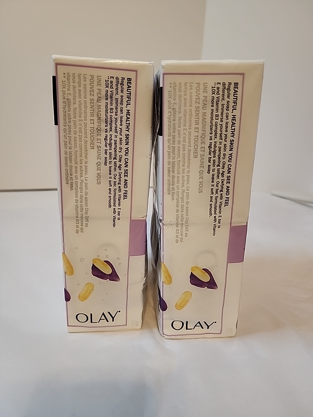 LOT (2) OLAY AGE DEFY BEAUTY BAR SOAP 10X MOISTURIZER VITAMIN E 3.75 OZ 6 BARS